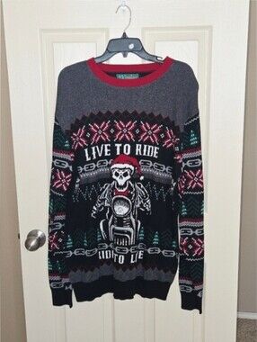 Men's Live To Ride Christmas Sweater SZ XL
